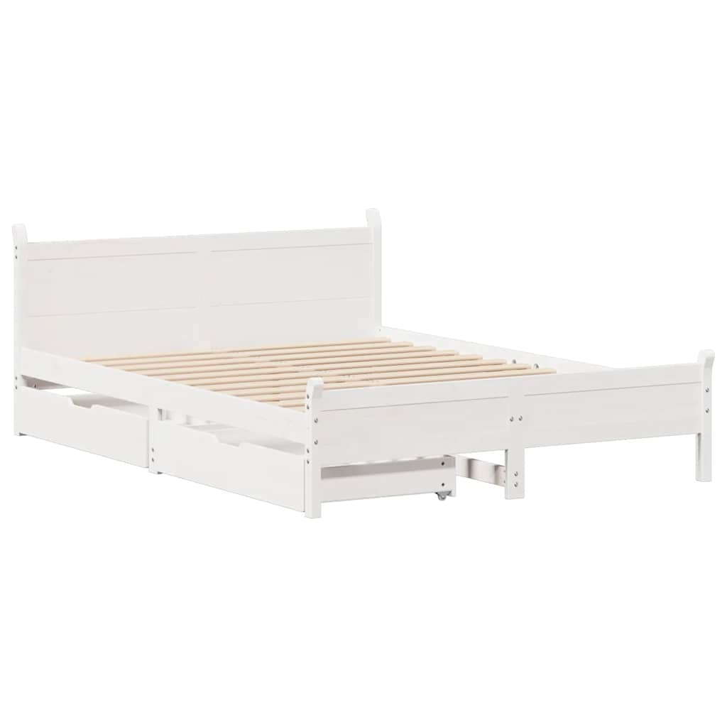 Cadre de lit sans matelas blanc 160x200 cm bois de pin massif - XIOS