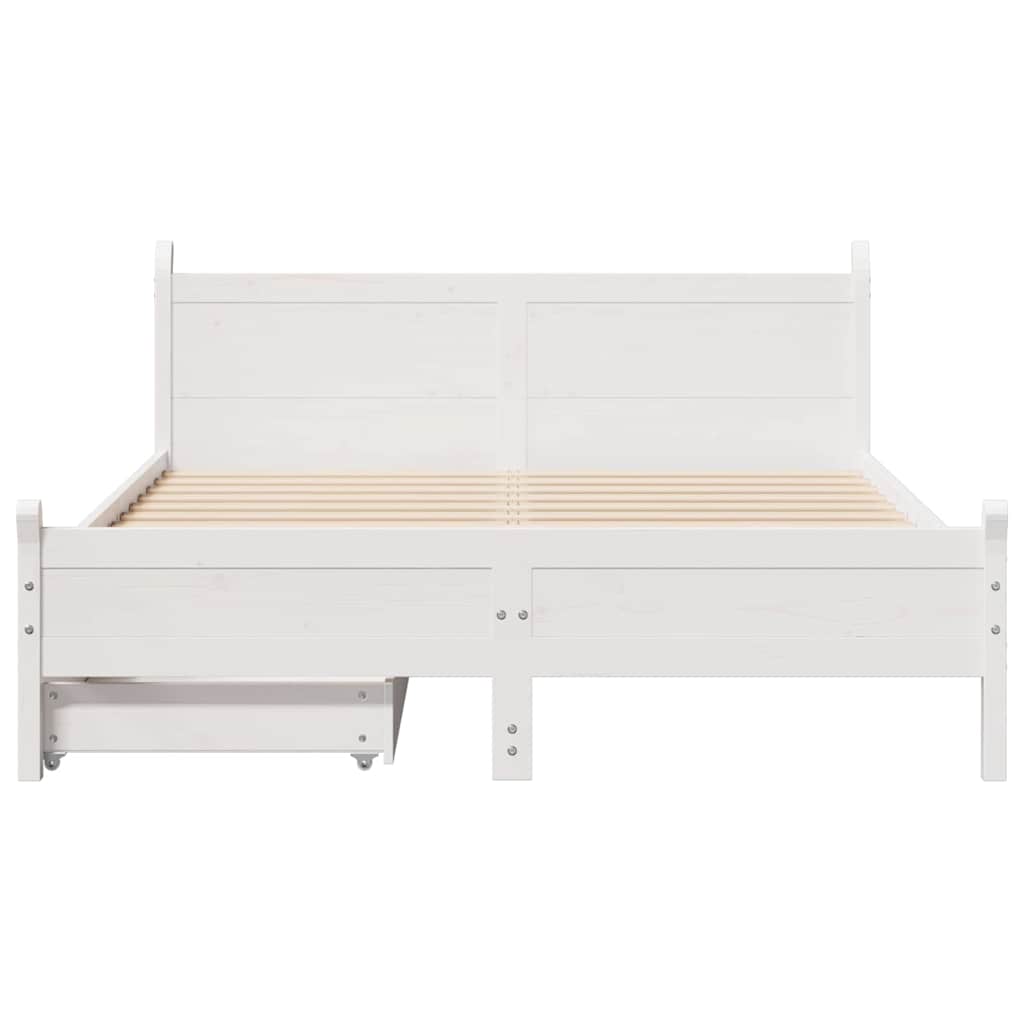 Cadre de lit sans matelas blanc 150x200 cm bois de pin massif - XIOS