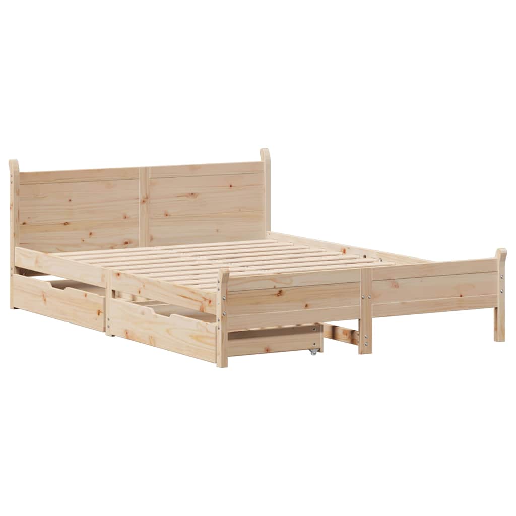 Cadre de lit sans matelas 140x200 cm bois massif de pin - XIOS