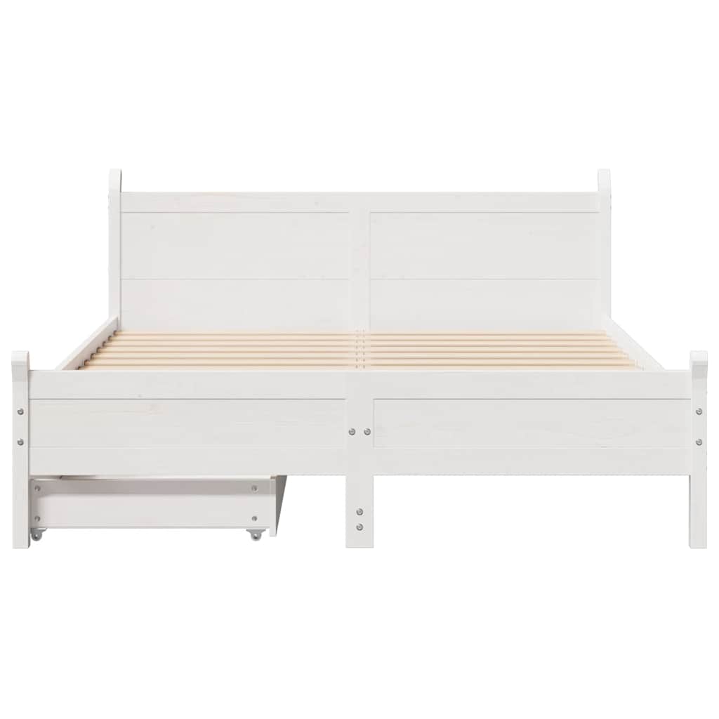 Cadre de lit sans matelas blanc 140x200 cm bois de pin massif - XIOS