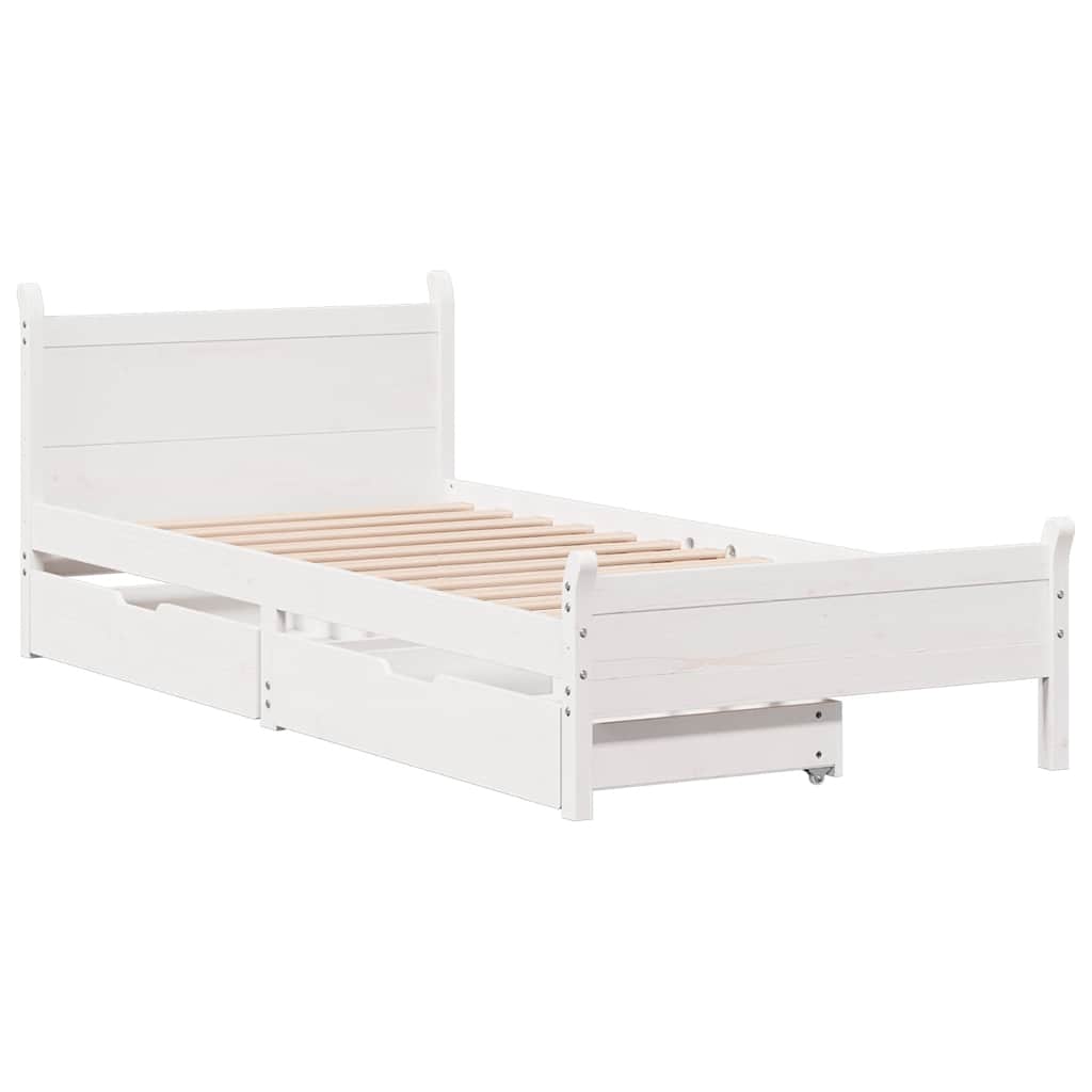 Cadre de lit sans matelas blanc 90x200 cm bois de pin massif - XIOS
