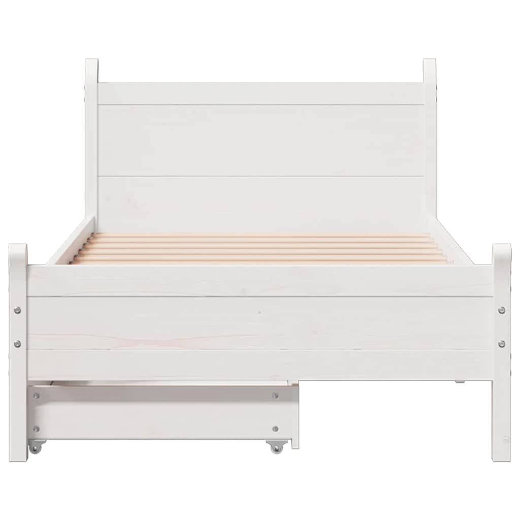 Cadre de lit sans matelas blanc 90x200 cm bois de pin massif - XIOS