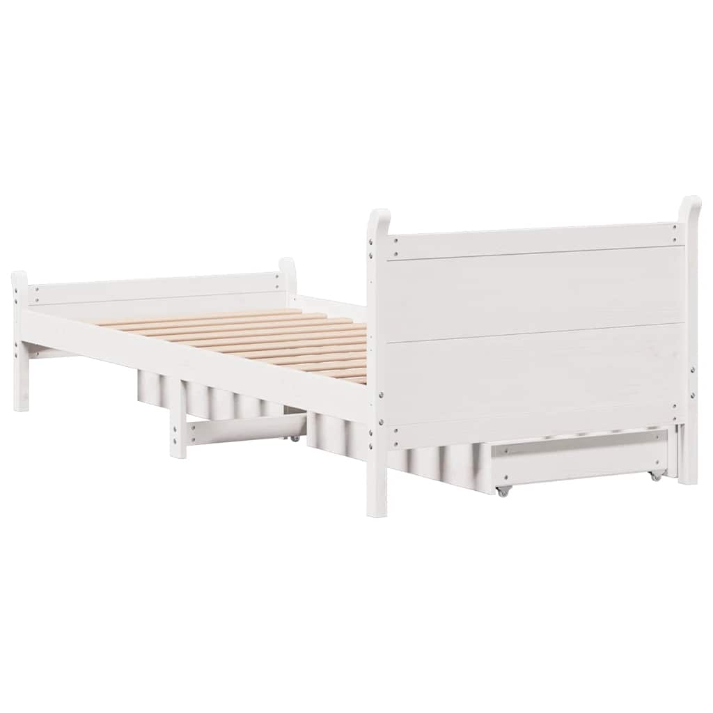 Cadre de lit sans matelas blanc 90x200 cm bois de pin massif - XIOS