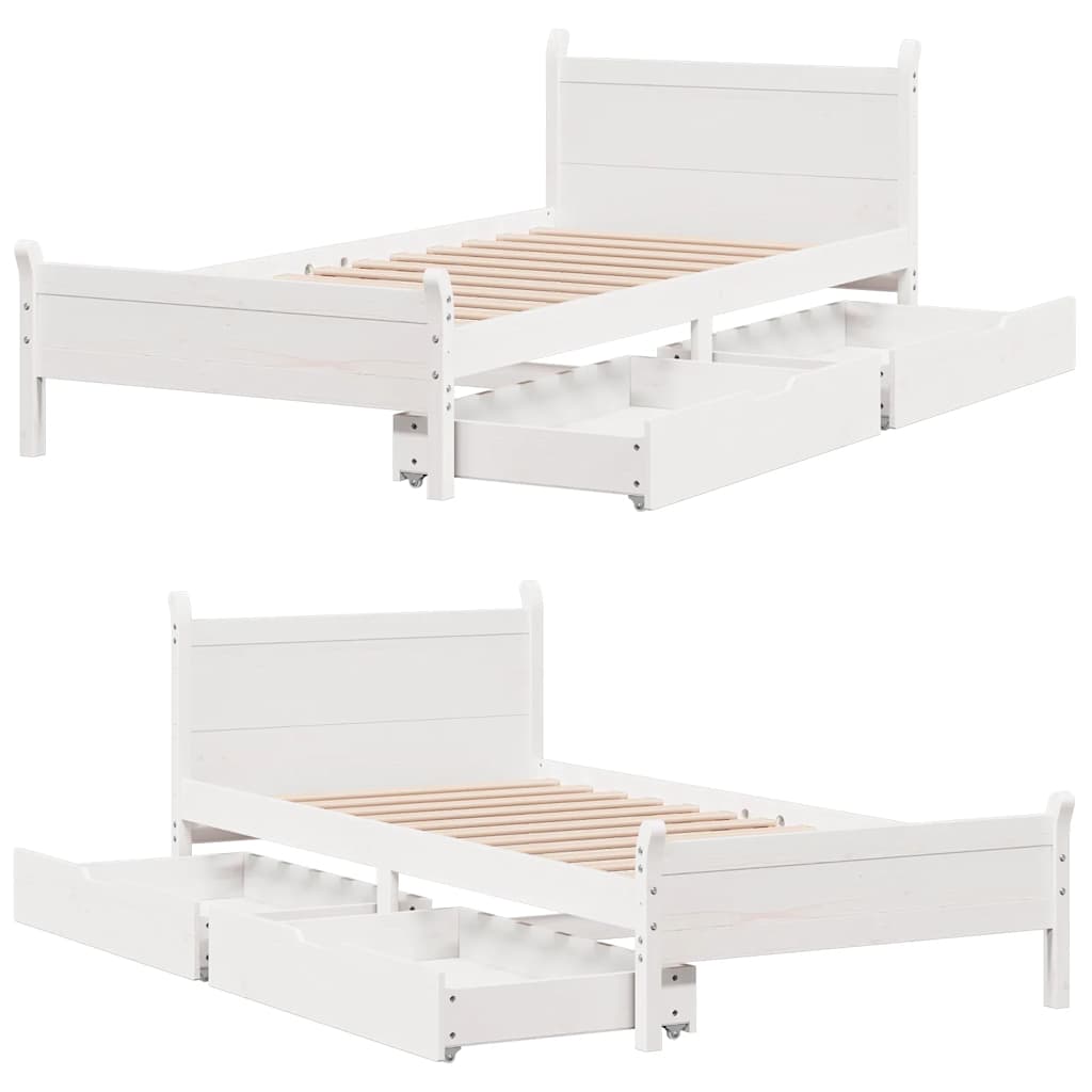 Cadre de lit sans matelas blanc 90x200 cm bois de pin massif - XIOS