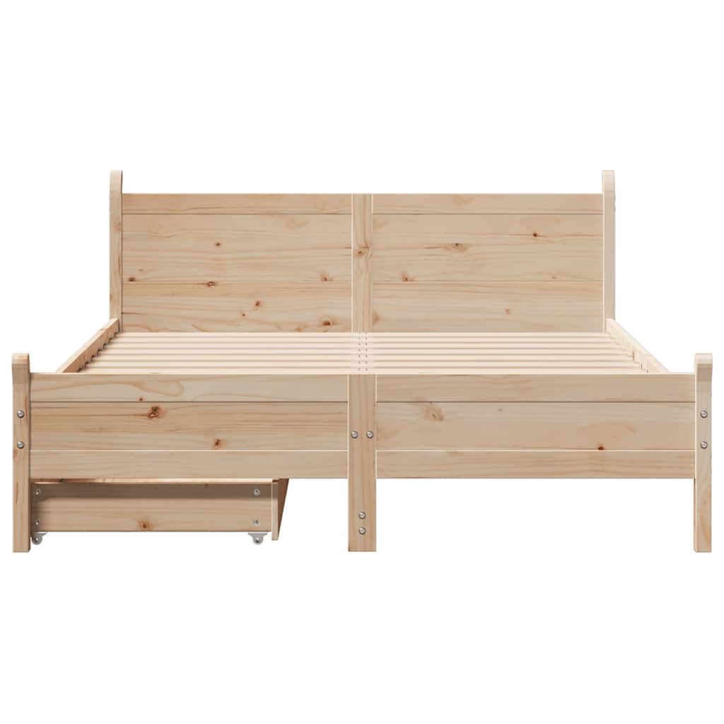 Cadre de lit sans matelas 140x190 cm bois de pin massif - XIOS