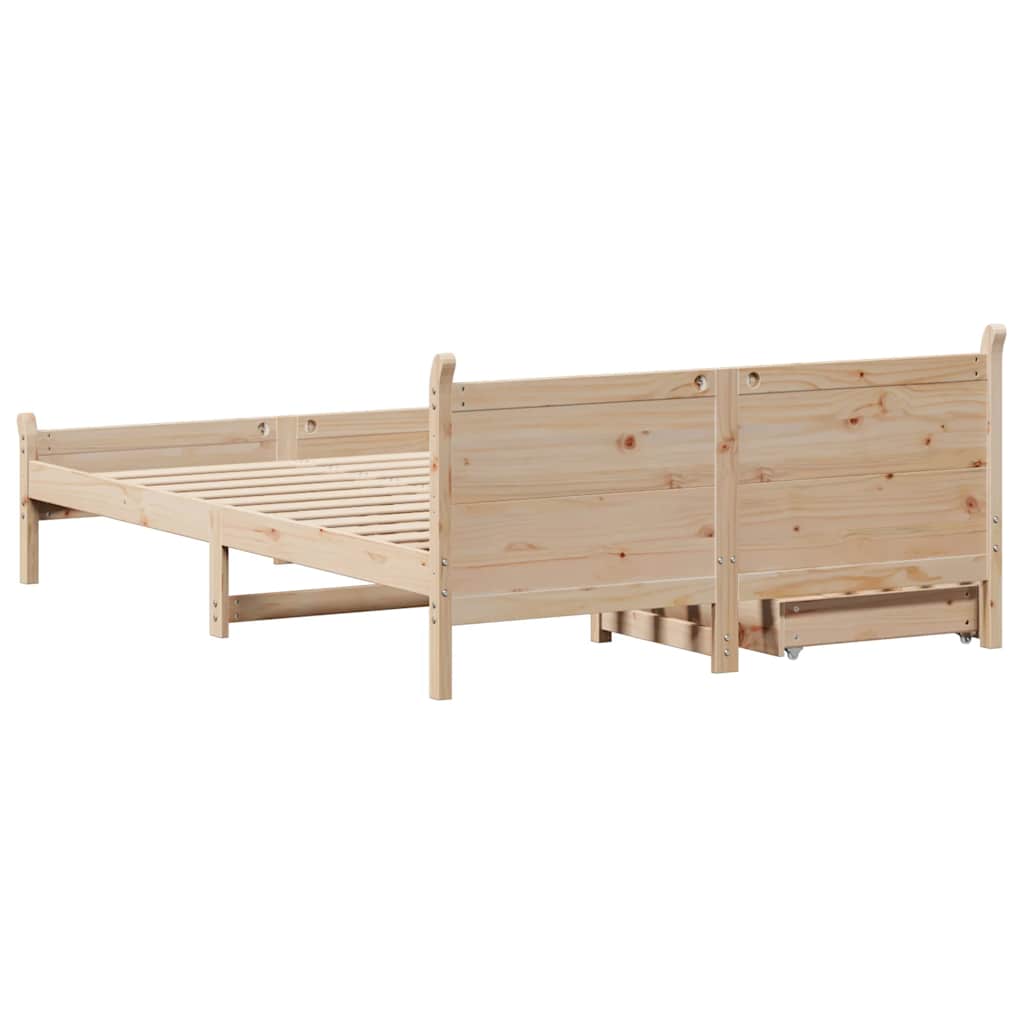 Cadre de lit sans matelas 135x190 cm bois de pin massif - XIOS