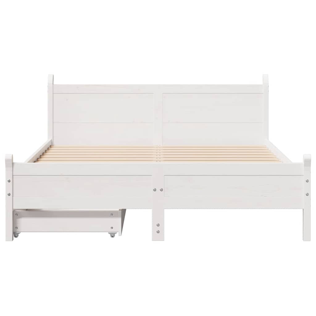 Cadre de lit sans matelas blanc 120x190 cm bois de pin massif - XIOS