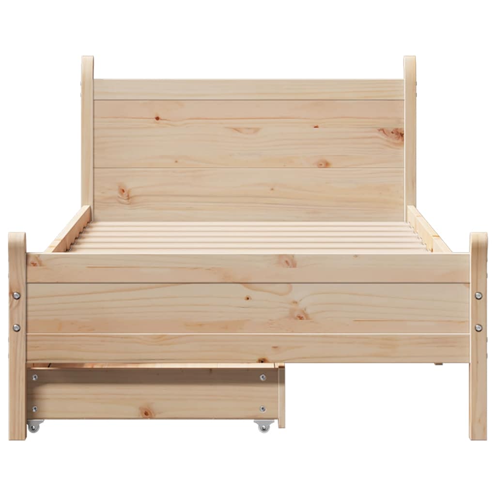 Cadre de lit sans matelas 75x190 cm bois de pin massif - XIOS