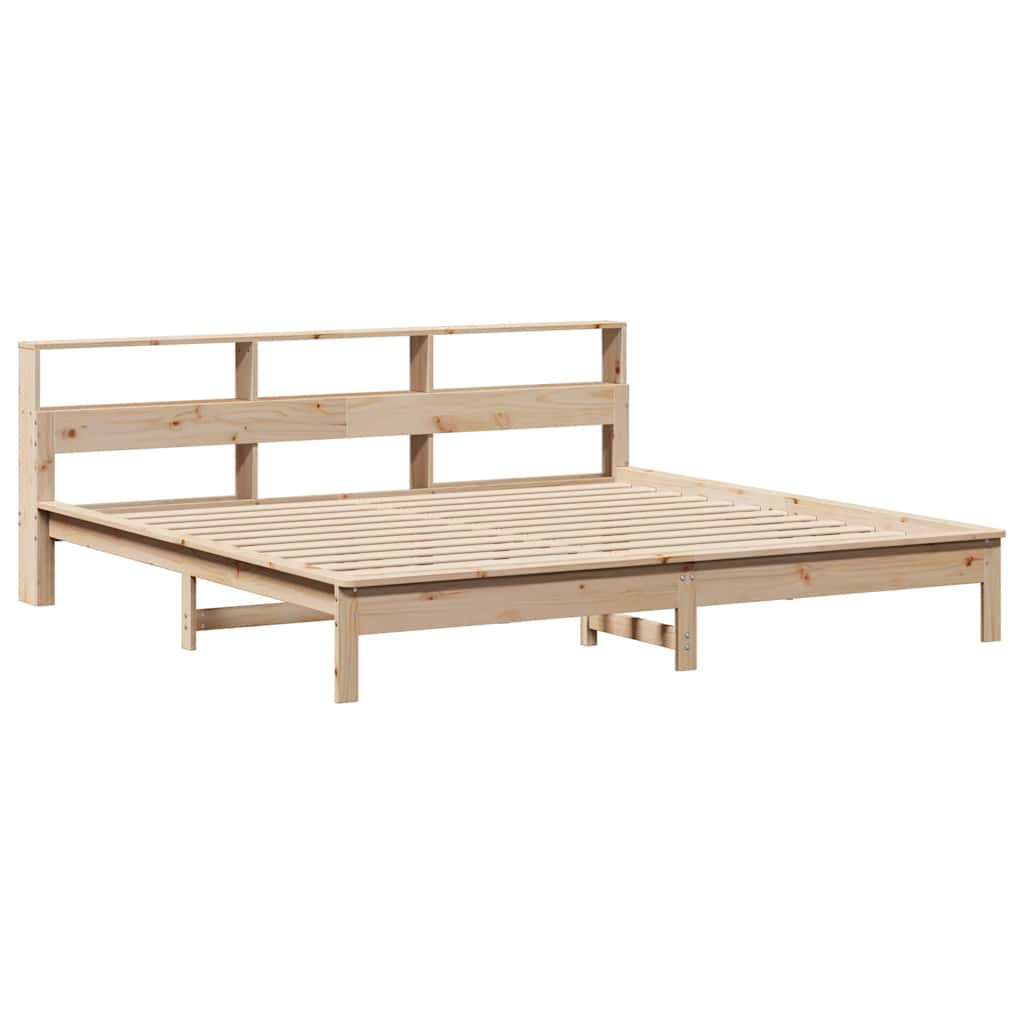 Lit bibliothèque sans matelas 200x200 cm bois massif de pin - XIOS