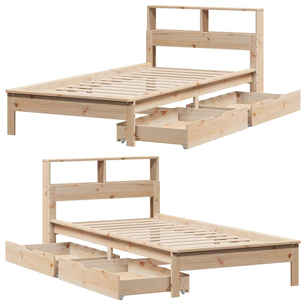 Lit bibliothèque sans matelas 100x200 cm bois massif de pin - XIOS