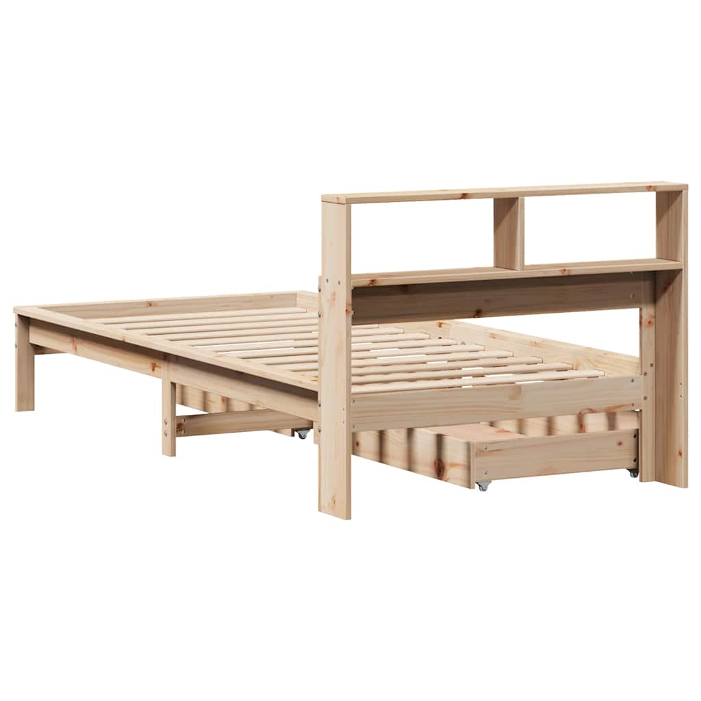 Lit bibliothèque sans matelas 90x200 cm bois de pin massif - XIOS