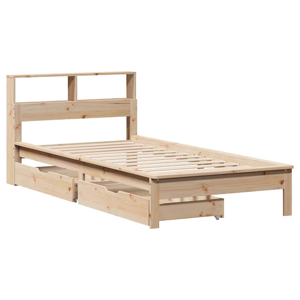 Lit bibliothèque sans matelas 90x190 cm bois de pin massif - XIOS