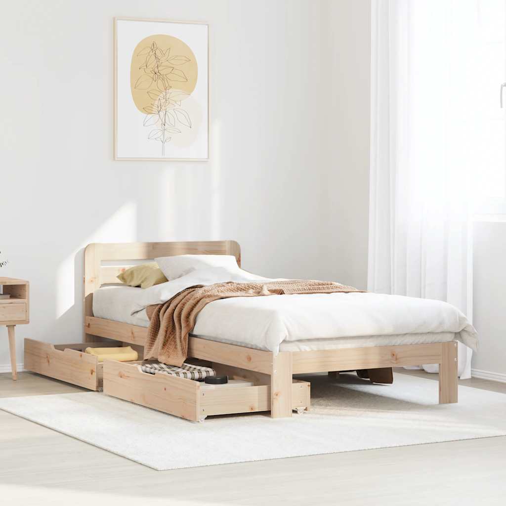 Cadre de lit sans matelas 90x200 cm bois de pin massif - XIOS