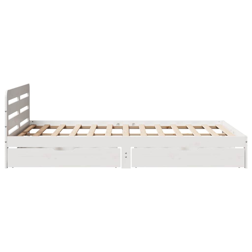 Cadre de lit sans matelas blanc 140x200 cm bois de pin massif - XIOS