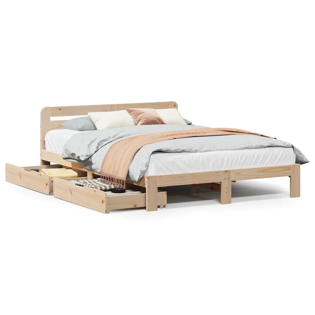 Cadre de lit sans matelas 150x200 cm bois de pin massif - XIOS