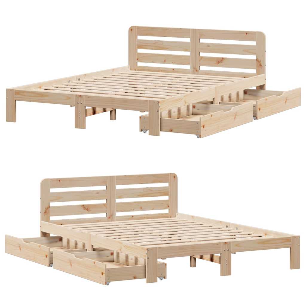 Cadre de lit sans matelas 150x200 cm bois de pin massif - XIOS