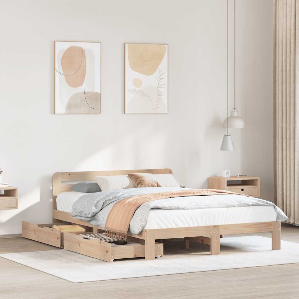 Cadre de lit sans matelas 150x200 cm bois de pin massif - XIOS