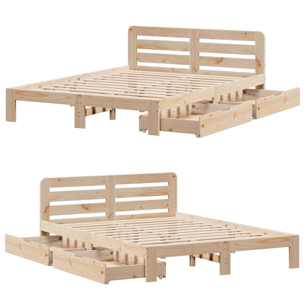 Cadre de lit sans matelas 160x200 cm bois massif de pin - XIOS
