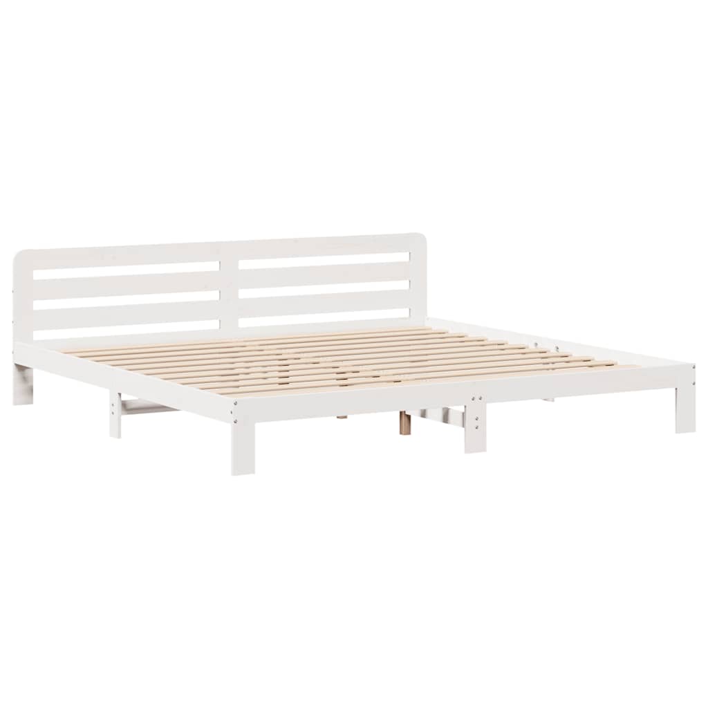 Cadre de lit sans matelas blanc 180x200 cm bois massif de pin - XIOS