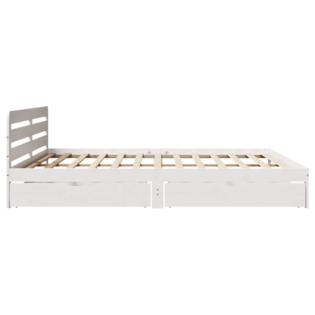 Cadre de lit sans matelas blanc 180x200 cm bois massif de pin - XIOS
