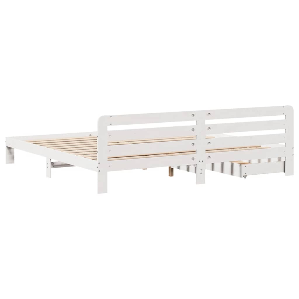 Cadre de lit sans matelas blanc 180x200 cm bois massif de pin - XIOS