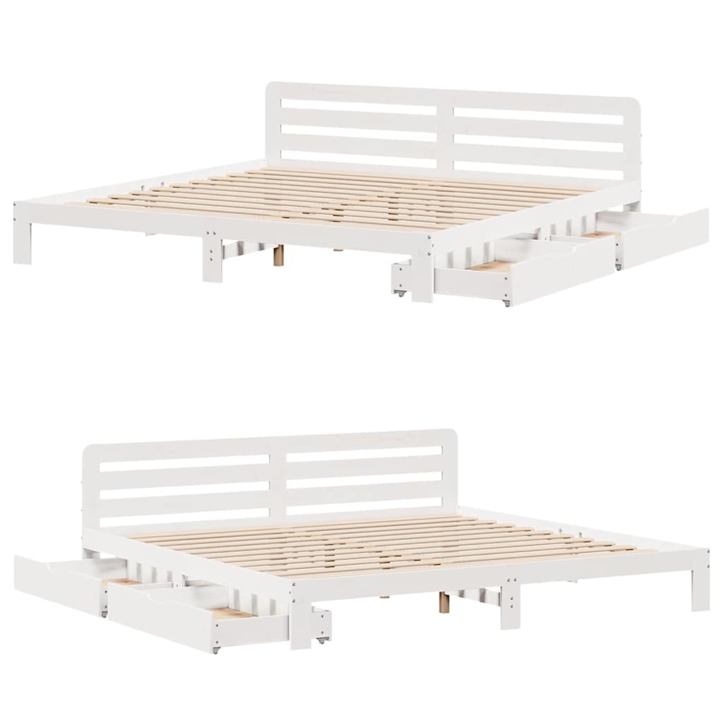 Cadre de lit sans matelas blanc 180x200 cm bois massif de pin - XIOS