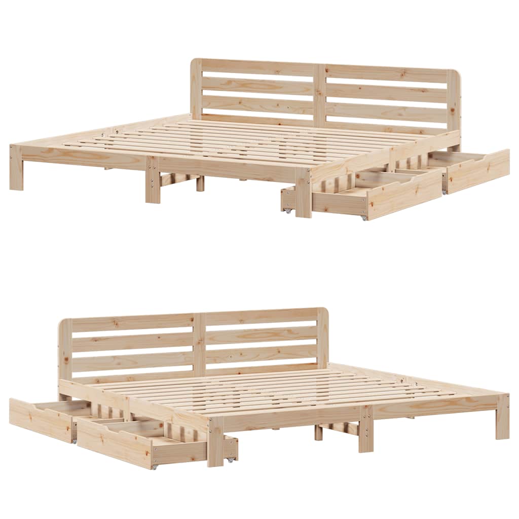Cadre de lit sans matelas 200x200 cm bois massif de pin - XIOS