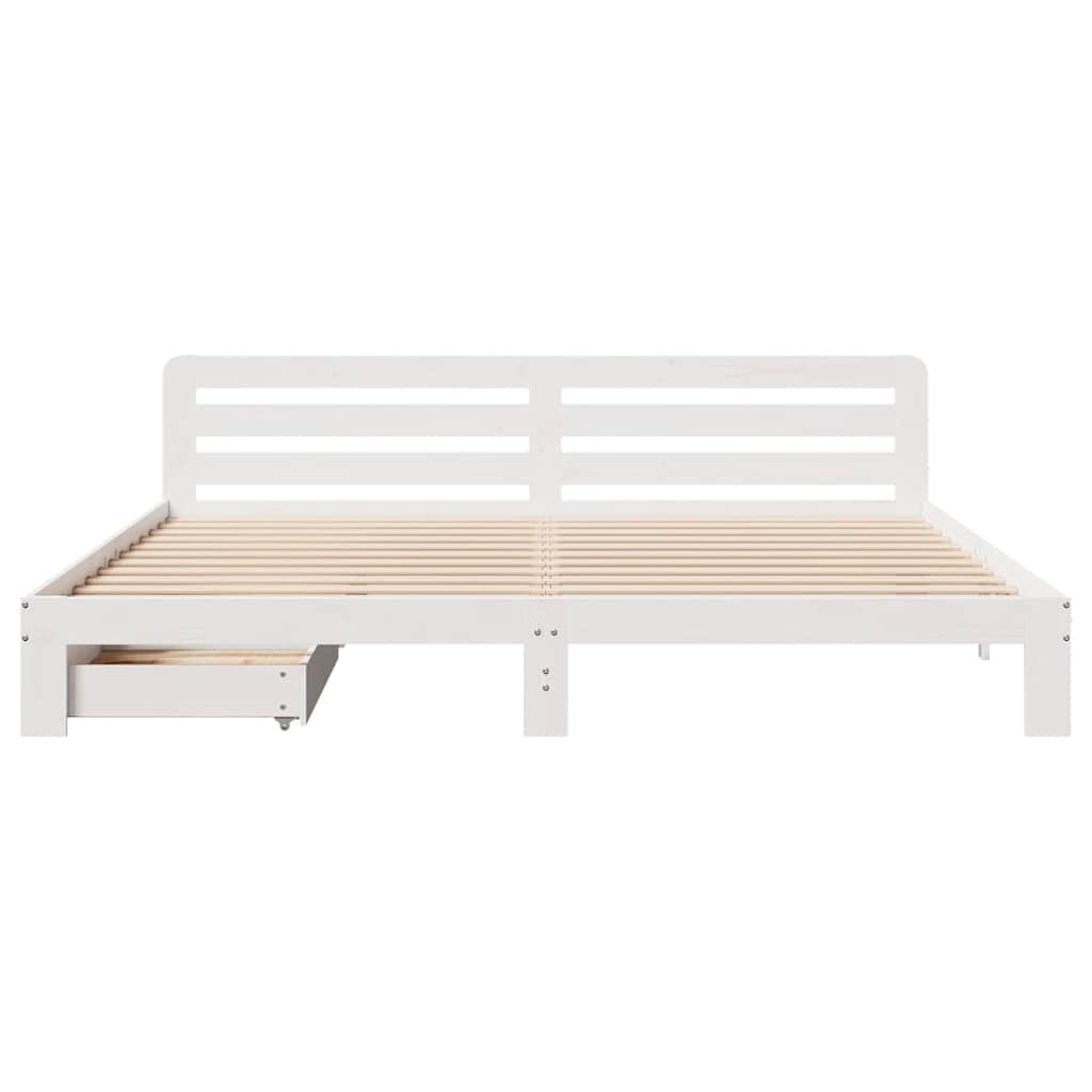 Cadre de lit sans matelas blanc 200x200 cm bois massif de pin - XIOS