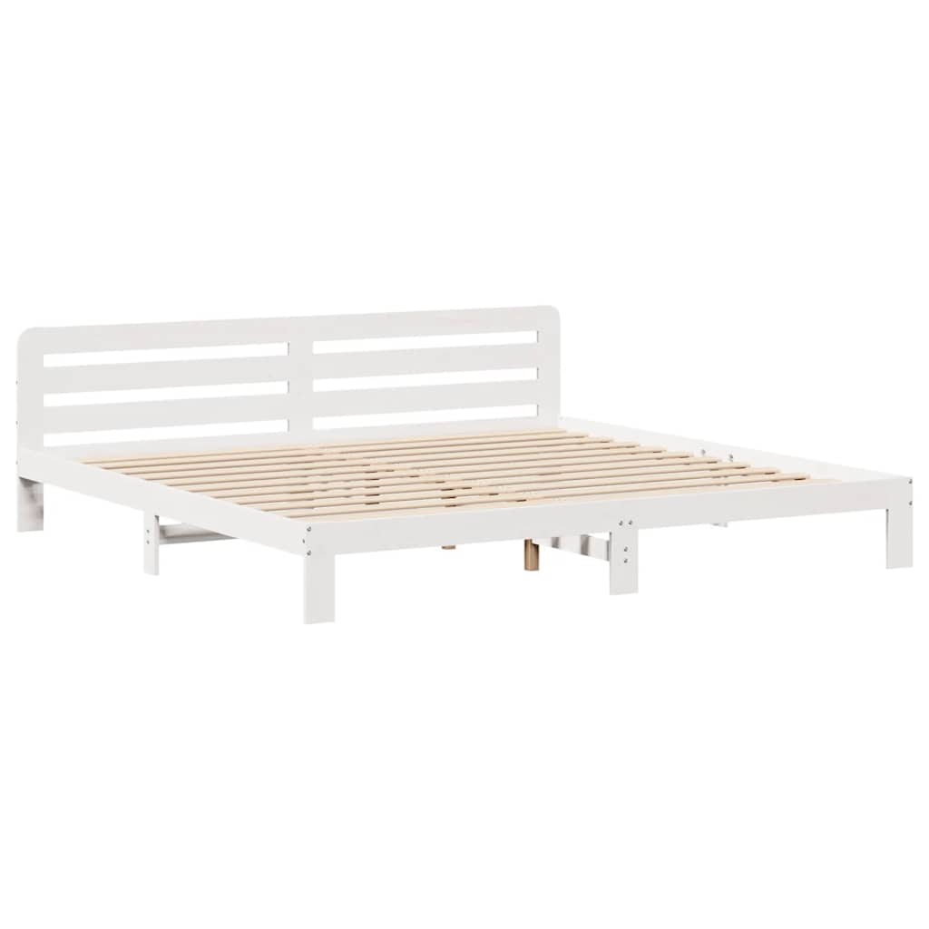 Cadre de lit sans matelas blanc 200x200 cm bois massif de pin - XIOS