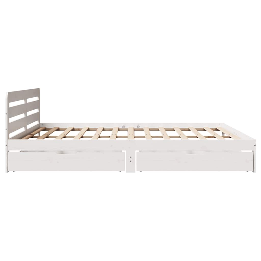 Cadre de lit sans matelas blanc 200x200 cm bois massif de pin - XIOS