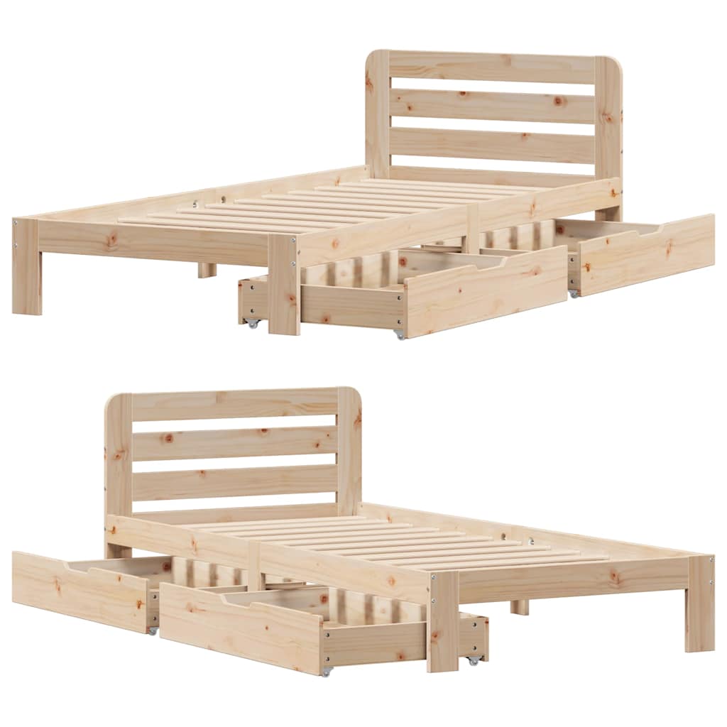 Cadre de lit sans matelas 90x190 cm bois de pin massif - XIOS