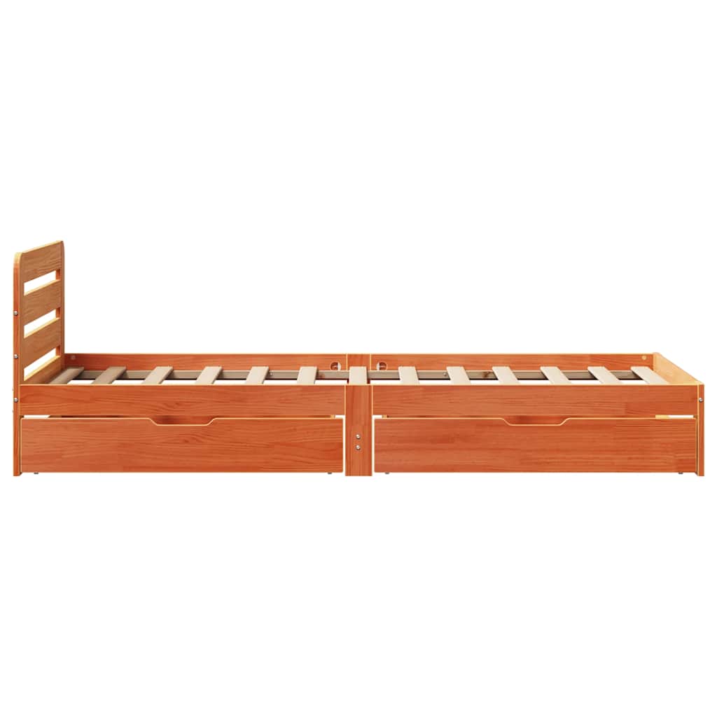 Cadre de lit sans matelas cire marron 90x190 cm bois pin massif - XIOS