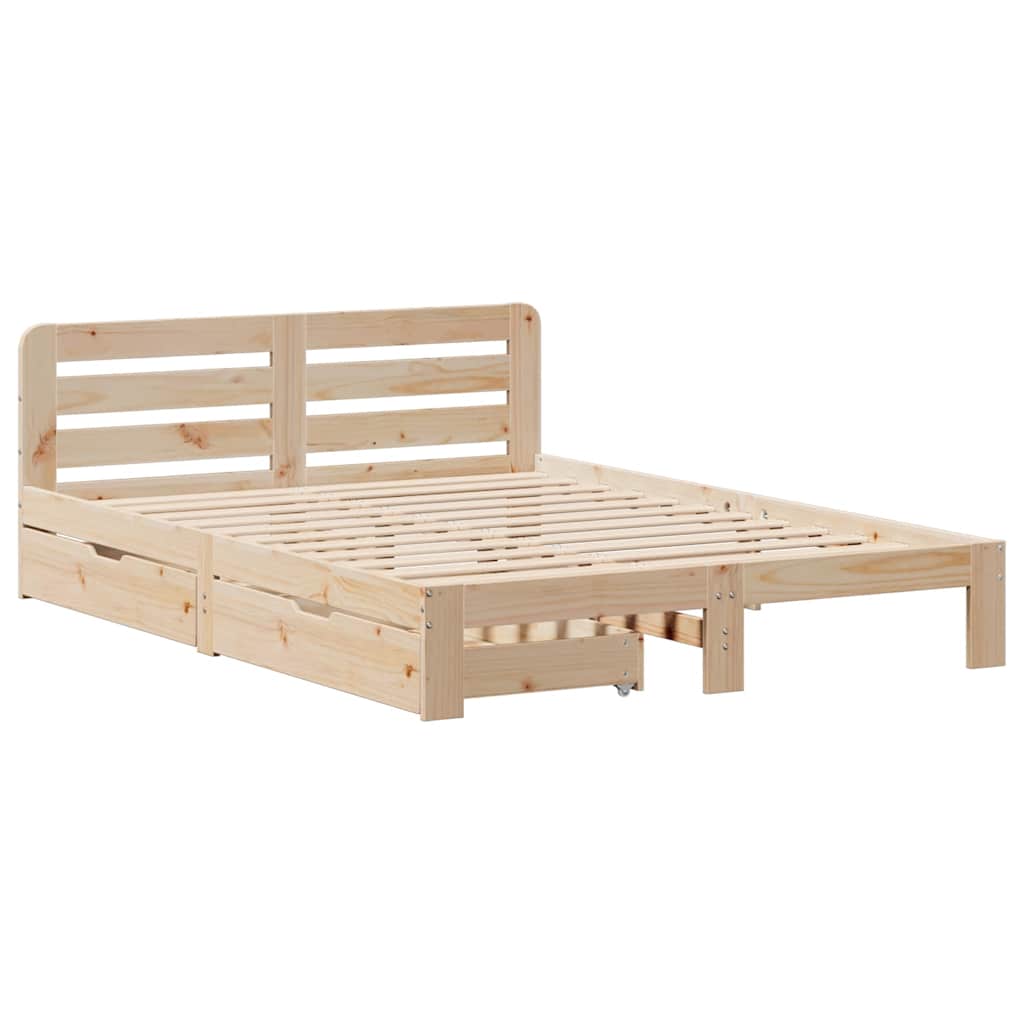 Cadre de lit sans matelas 135x190 cm bois de pin massif - XIOS