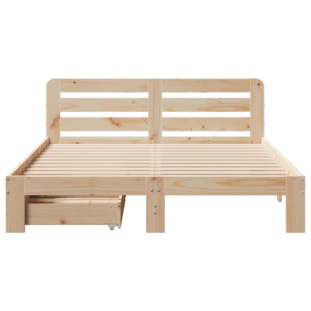 Cadre de lit sans matelas 135x190 cm bois de pin massif - XIOS