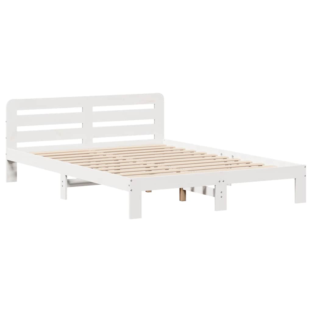 Cadre de lit sans matelas blanc 135x190 cm bois de pin massif - XIOS