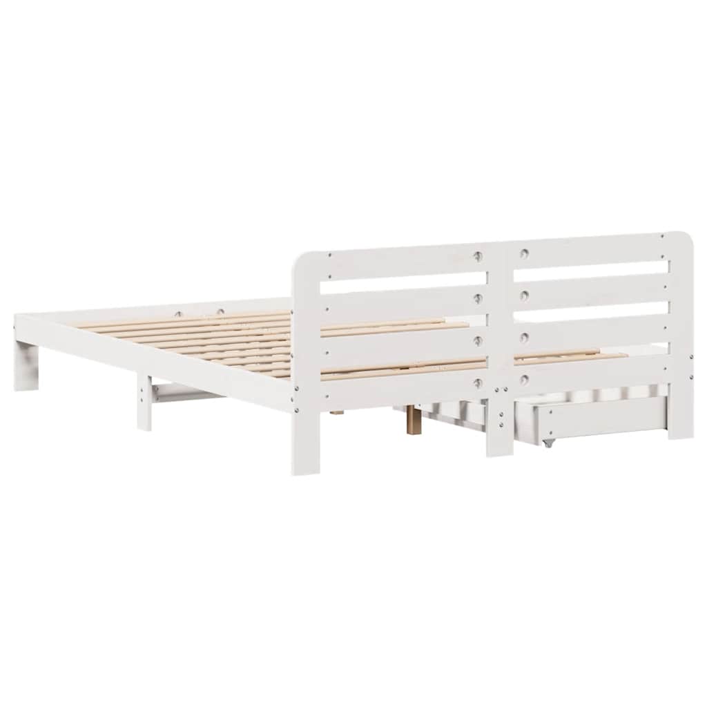 Cadre de lit sans matelas blanc 135x190 cm bois de pin massif - XIOS