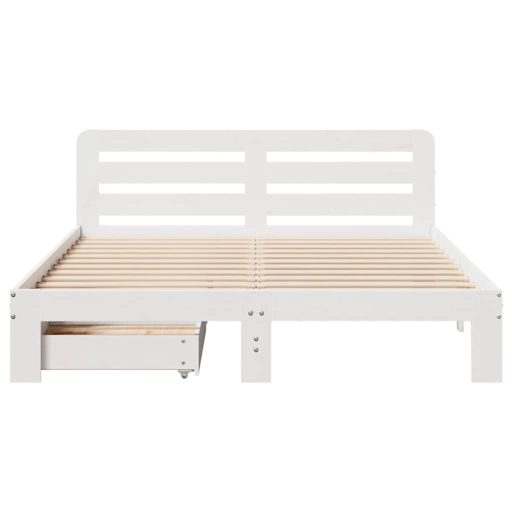 Cadre de lit sans matelas blanc 140x190 cm bois de pin massif - XIOS