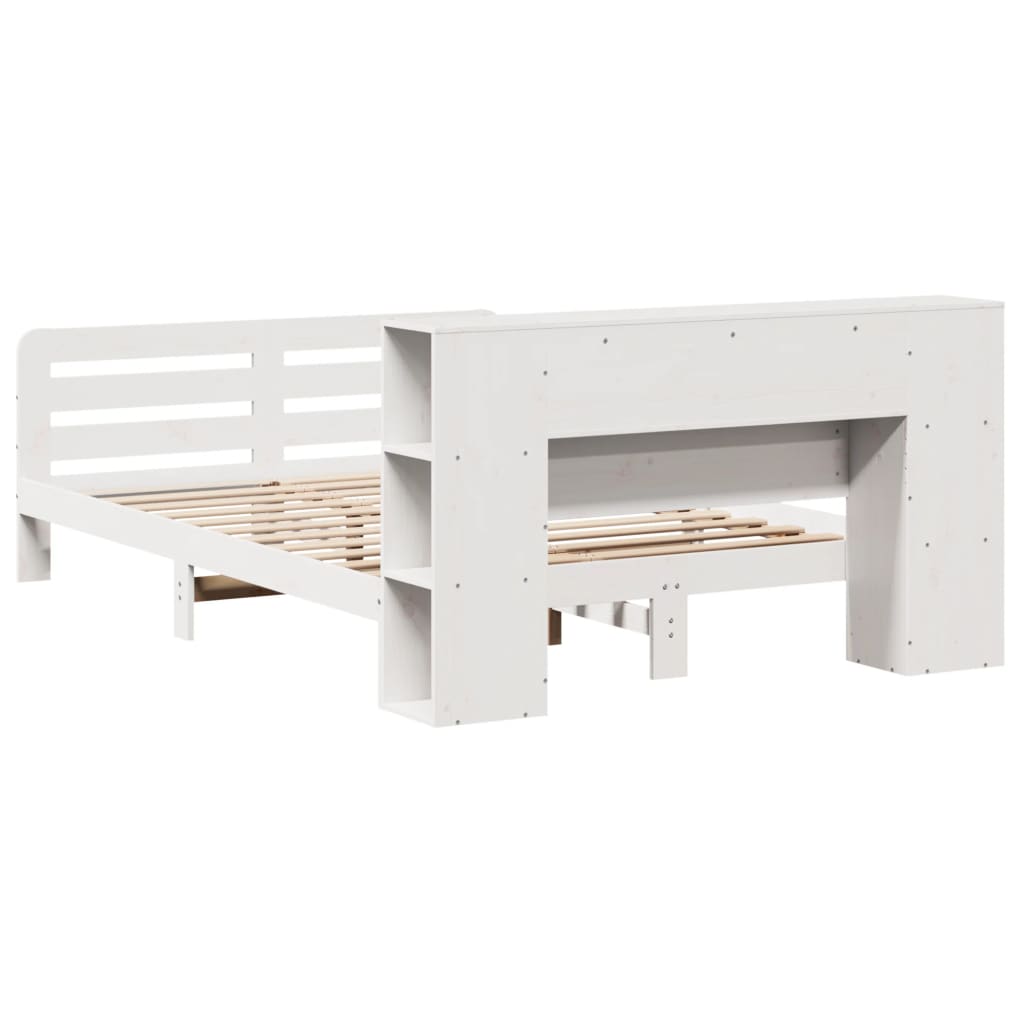 Cadre de lit sans matelas blanc 120x200 cm bois de pin massif - XIOS