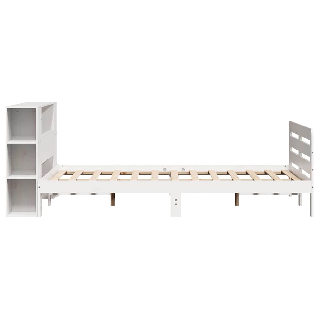 Cadre de lit sans matelas blanc 140x200 cm bois de pin massif - XIOS