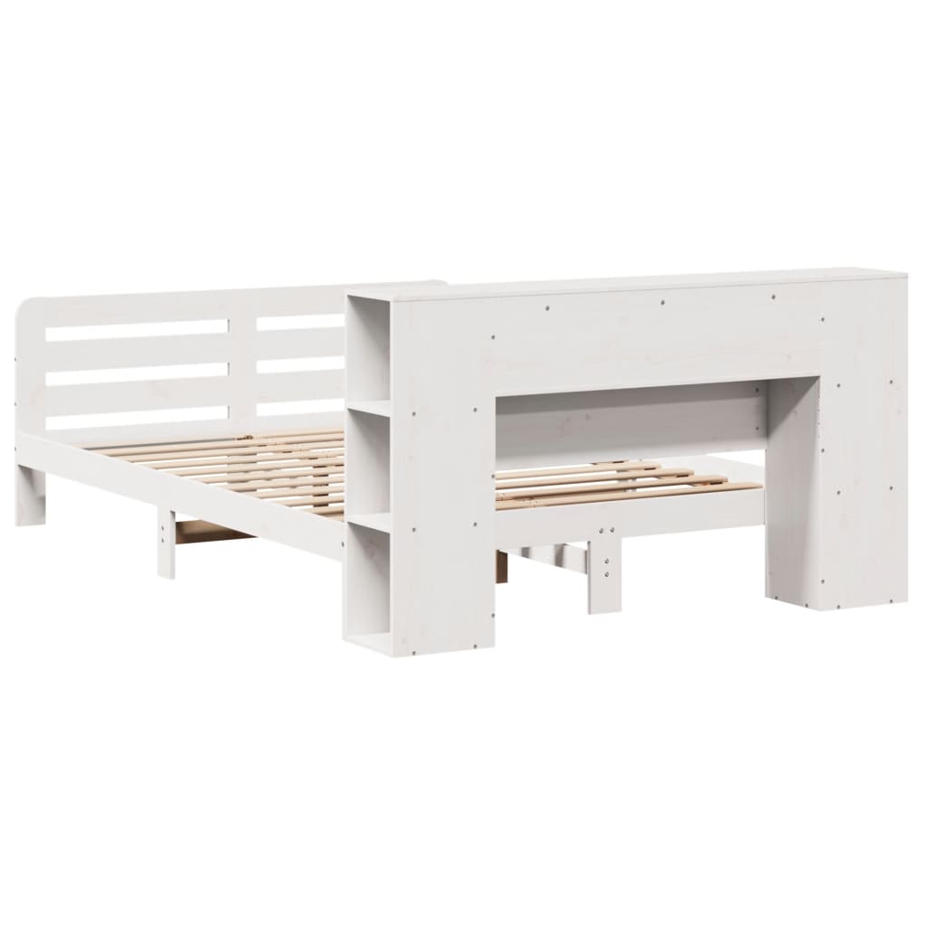 Cadre de lit sans matelas blanc 140x200 cm bois de pin massif - XIOS