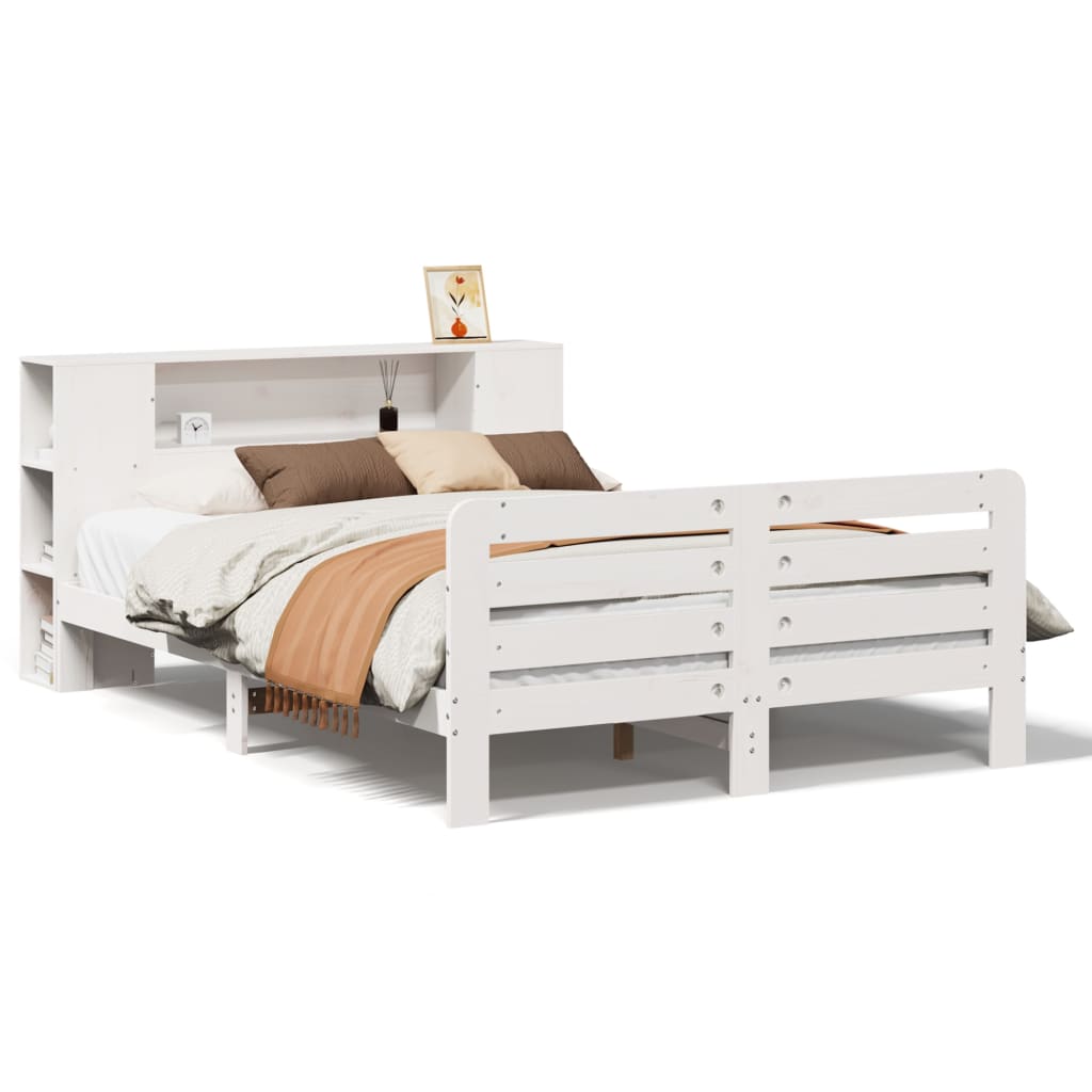 Cadre de lit sans matelas blanc 160x200 cm bois de pin massif - XIOS