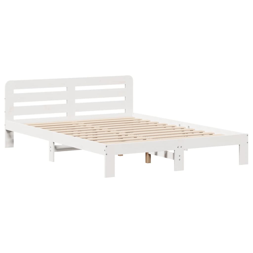 Cadre de lit sans matelas blanc 160x200 cm bois de pin massif - XIOS