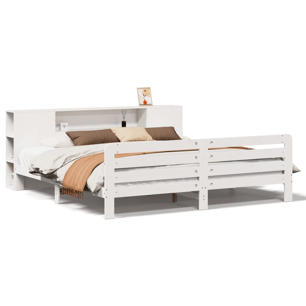 Cadre de lit sans matelas blanc 180x200 cm bois massif de pin - XIOS