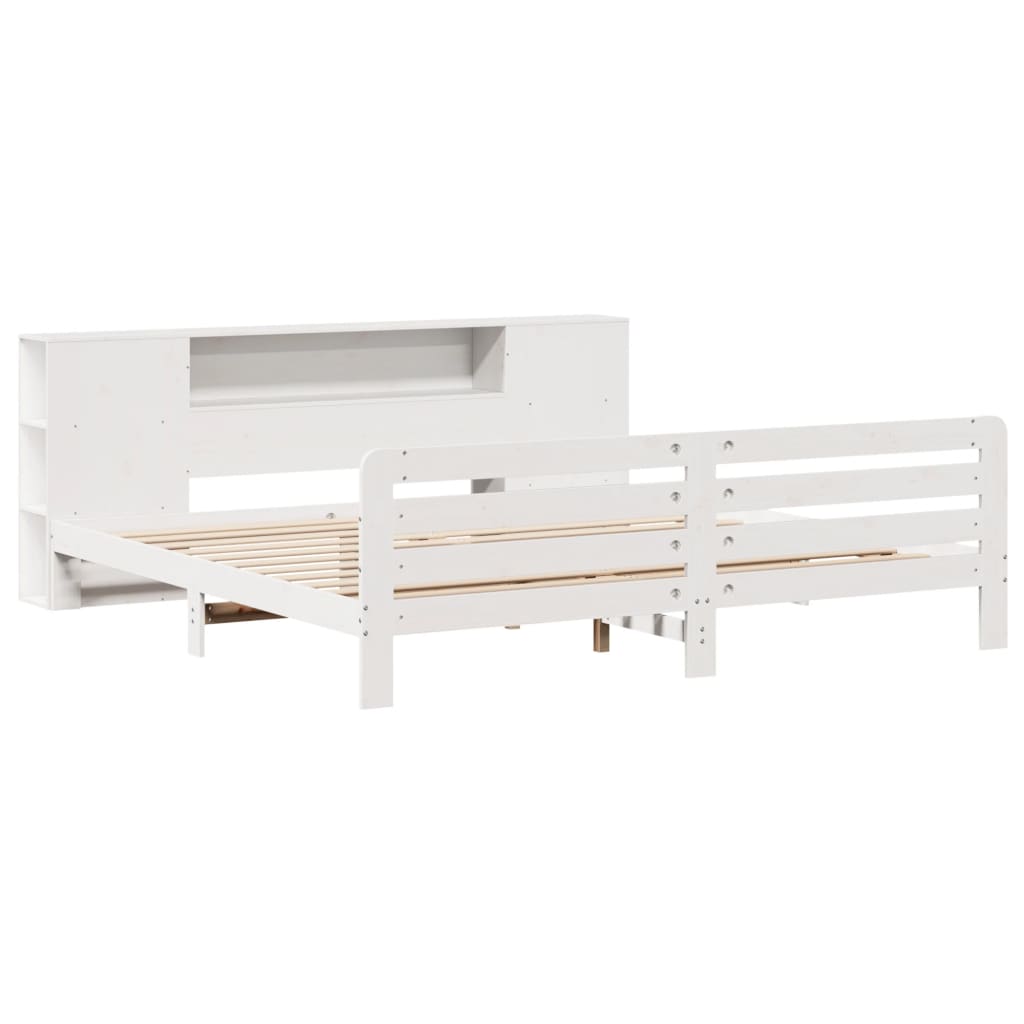 Cadre de lit sans matelas blanc 180x200 cm bois massif de pin - XIOS