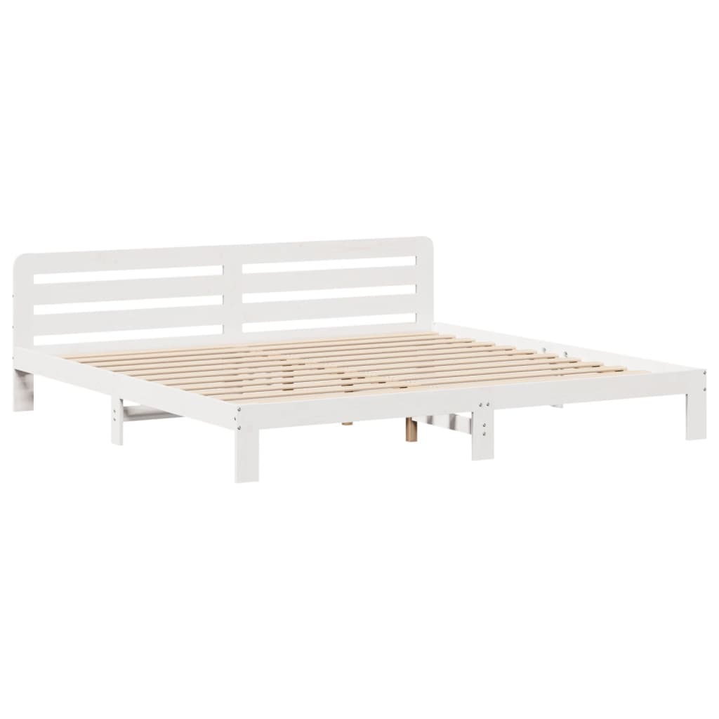 Cadre de lit sans matelas blanc 180x200 cm bois massif de pin - XIOS