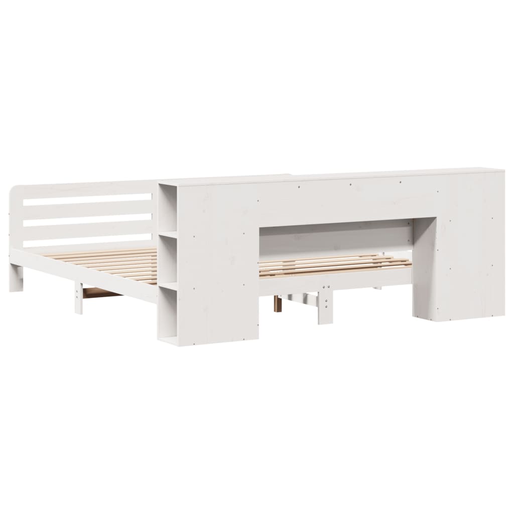Cadre de lit sans matelas blanc 180x200 cm bois massif de pin - XIOS