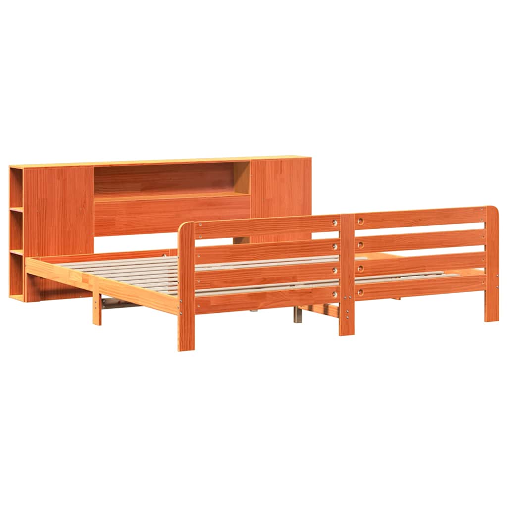 Cadre de lit sans matelas cire marron 200x200cm bois pin massif - XIOS