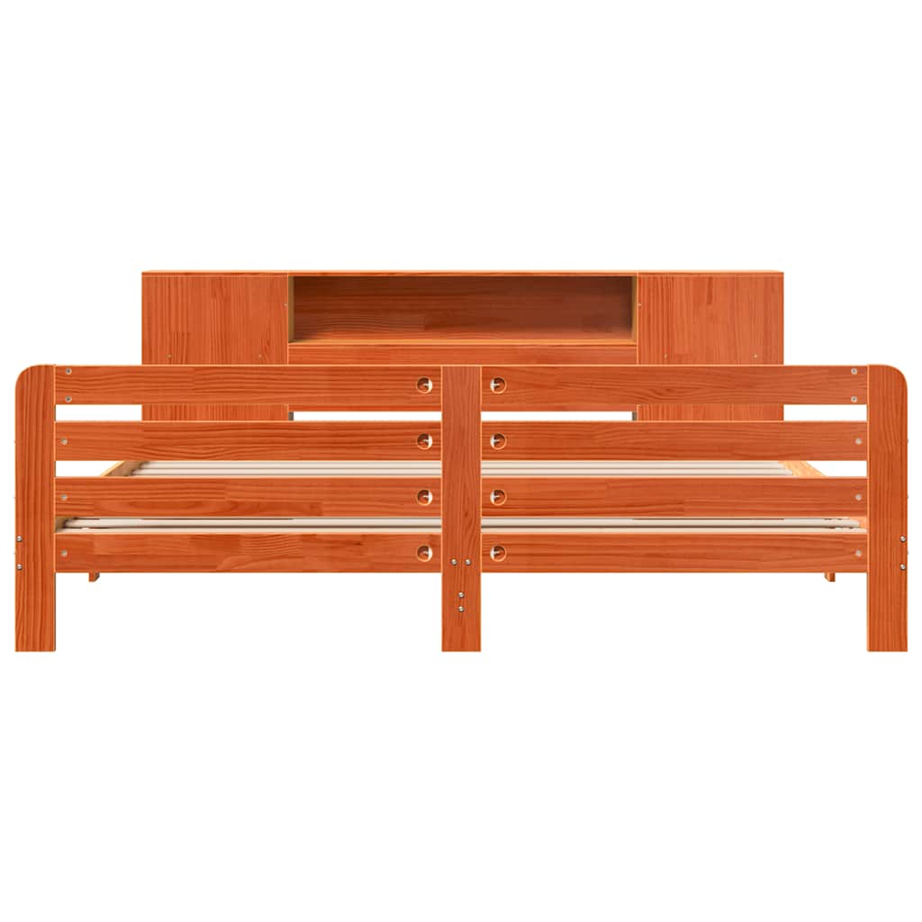 Cadre de lit sans matelas cire marron 200x200cm bois pin massif - XIOS
