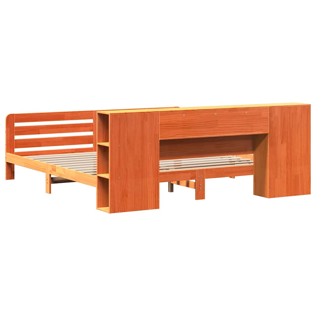 Cadre de lit sans matelas cire marron 200x200cm bois pin massif - XIOS