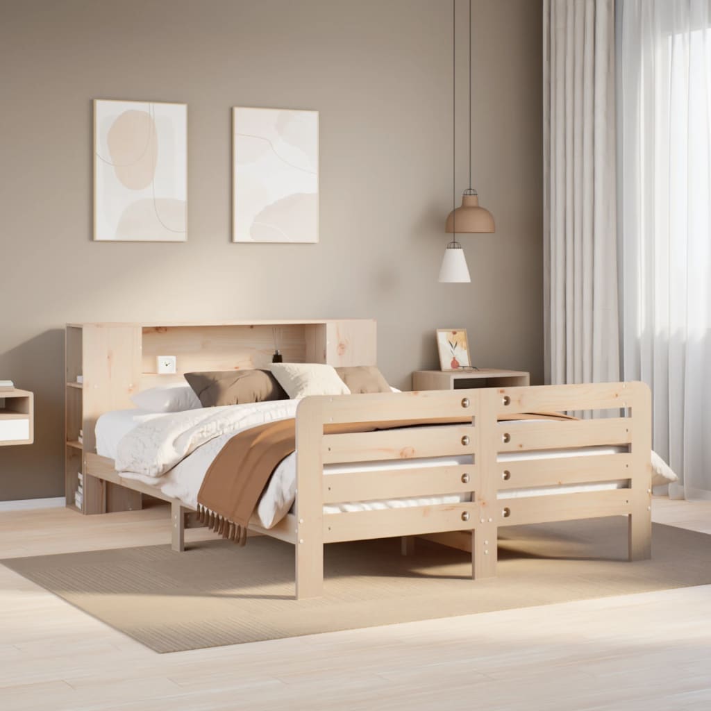 Cadre de lit sans matelas 135x190 cm bois de pin massif - XIOS